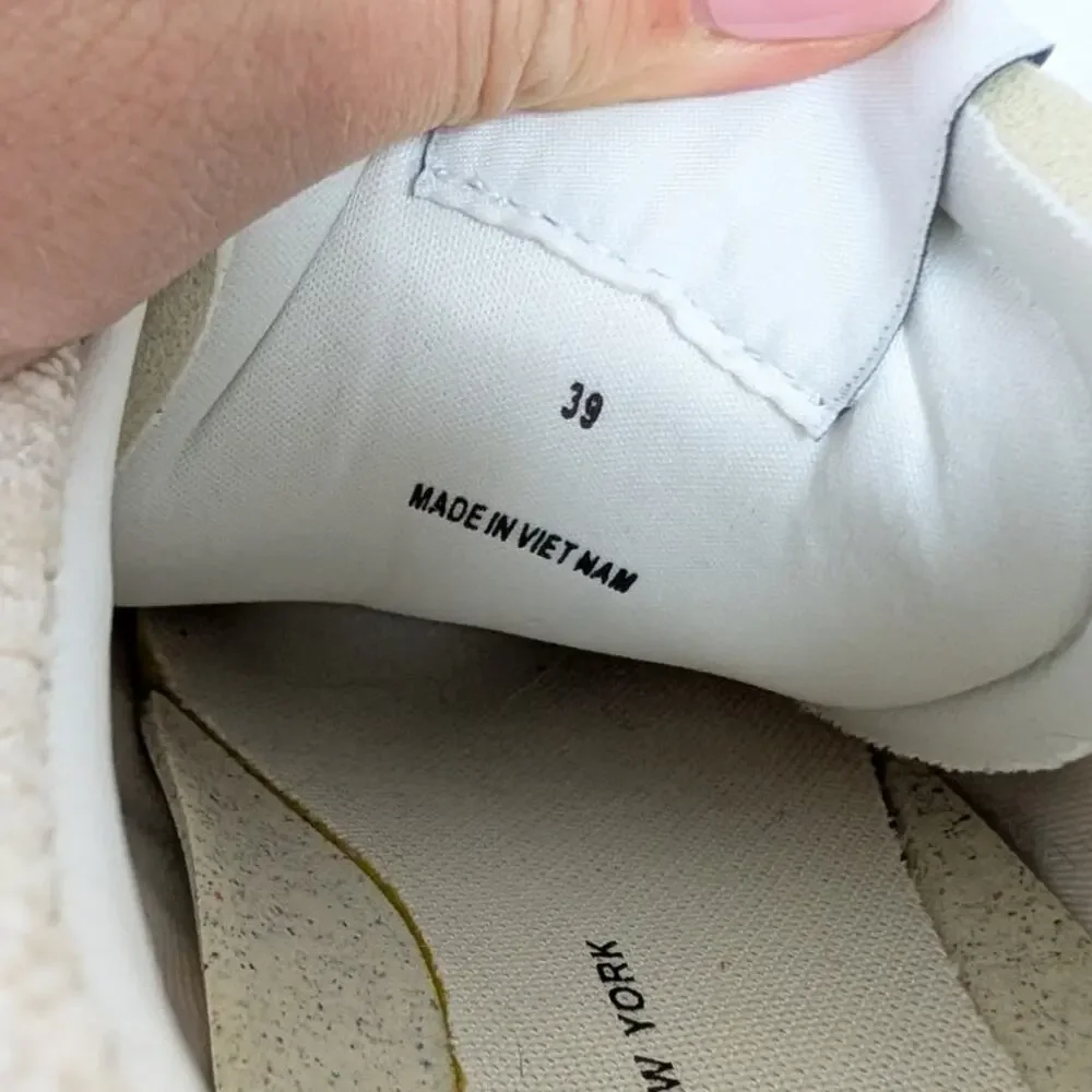 Rag&bone Retro Runner Chenille Sneakers Womens EU39/US9 Ecru Plain Lace-up Low